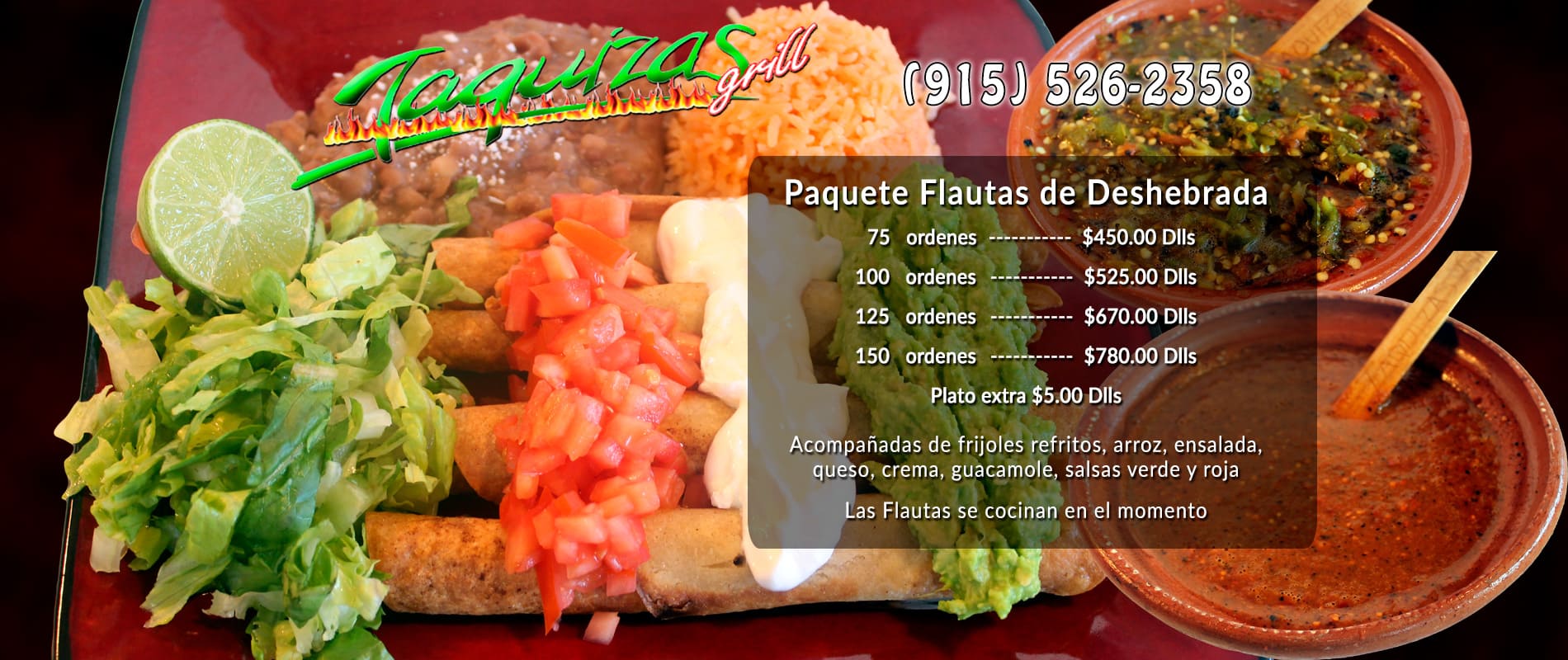 Paquete Flautas de Deshebrada de Pollo en El Paso, Texas